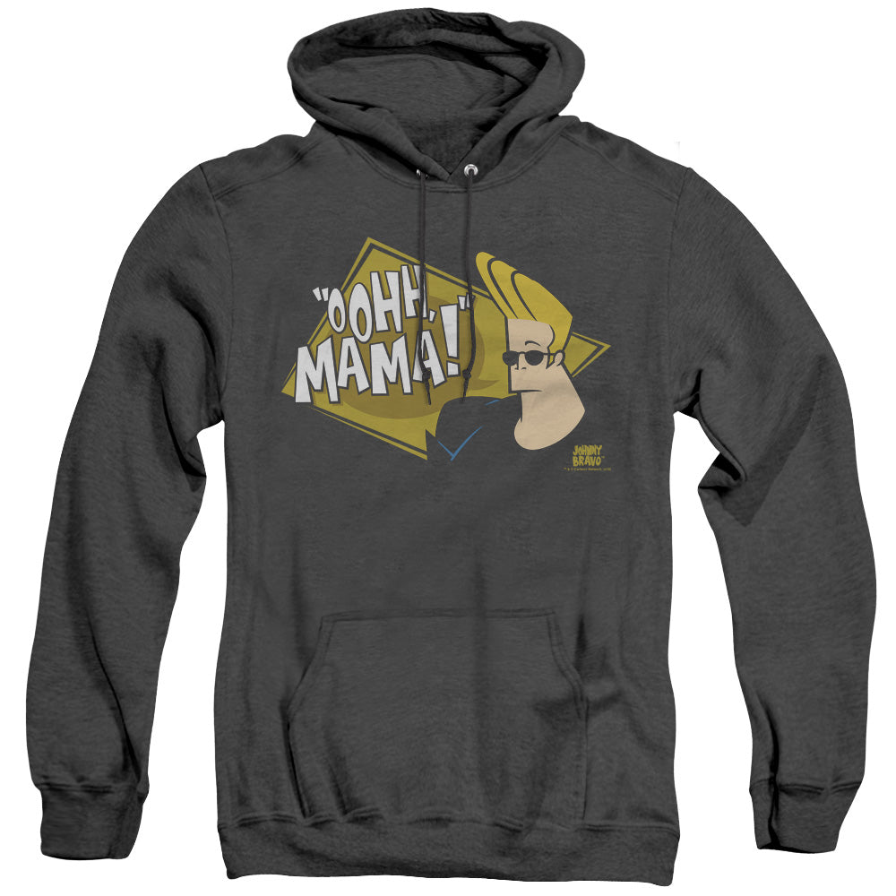 Johnny Bravo Oohh Mama Mens Heather Hoodie Black Officially Licensed