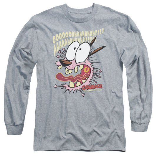 Courage The Cowardly Dog Scaredy Dog Mens Long Sleeve Shirt Athletic Heather Officially Licensed Officially Licensed