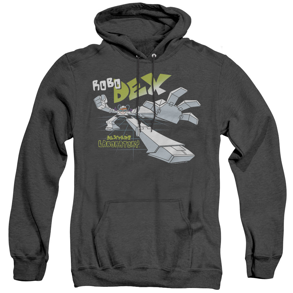 Dexters Laboratory Robo Dex Mens Heather Hoodie Black Officially Licensed
