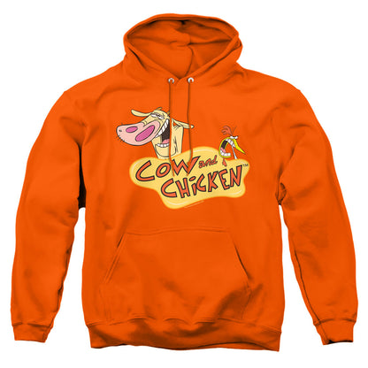 Cow & Chicken Logo Mens Hoodie Orange Officially Licensed
