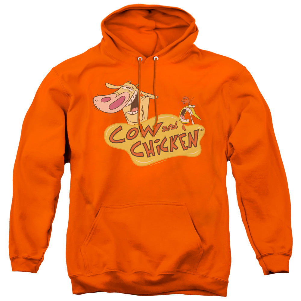 Cow & Chicken Logo Mens Hoodie Orange Officially Licensed