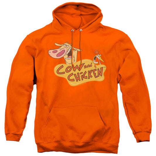 Cow & Chicken Logo Mens Hoodie Orange Officially Licensed