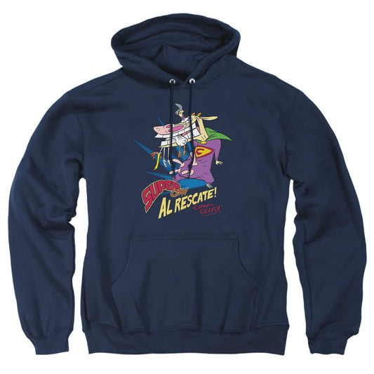 Cow & Chicken Super Cow Mens Hoodie Navy Officially Licensed