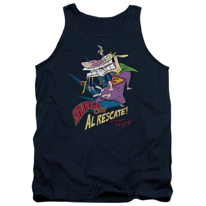 Cow & Chicken Super Cow Mens Tank Top Shirt Navy Officially Licensed