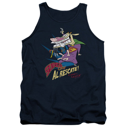 Cow & Chicken Super Cow Mens Tank Top Shirt Navy Officially Licensed