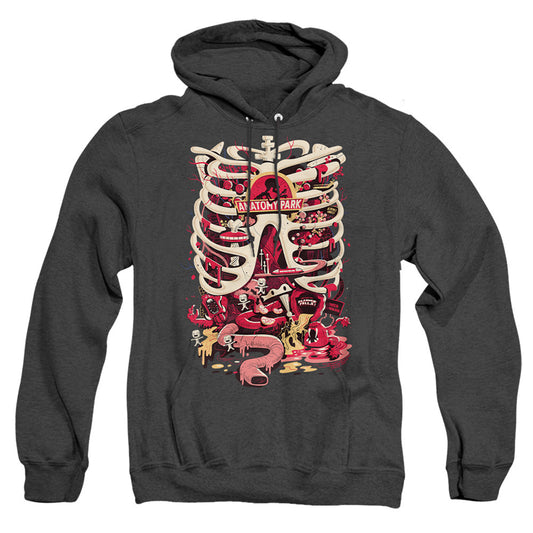 Rick And Morty Anatomy Park Logo Heather Mens Hoodie Black Officially Licensed