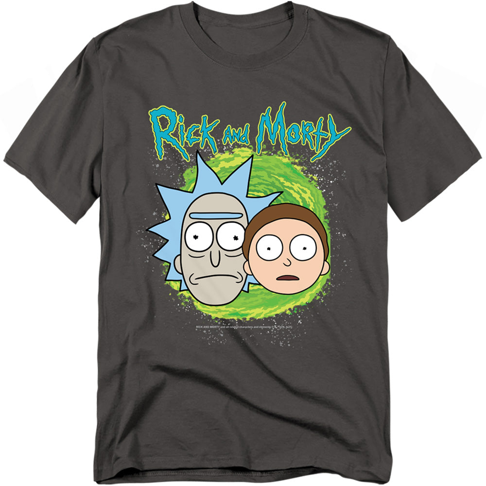 Rick And Morty Floating Heads Mens T Shirt Charcoal