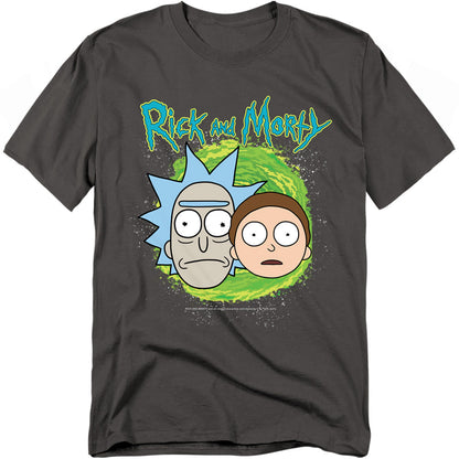 Rick And Morty Floating Heads Mens T Shirt Charcoal