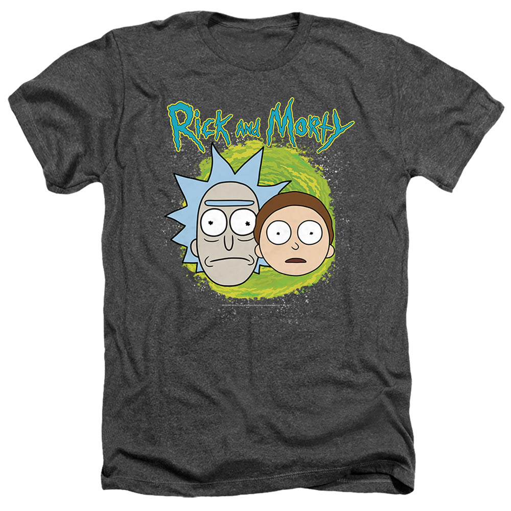 Rick And Morty Floating Heads Heather Mens T Shirt Charcoal Officially Licensed
