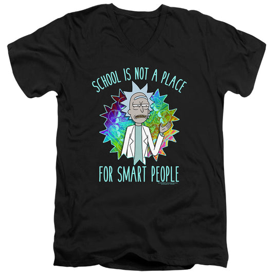 Rick And Morty School Mens Slim Fit V-Neck T Shirt Black Officially Licensed