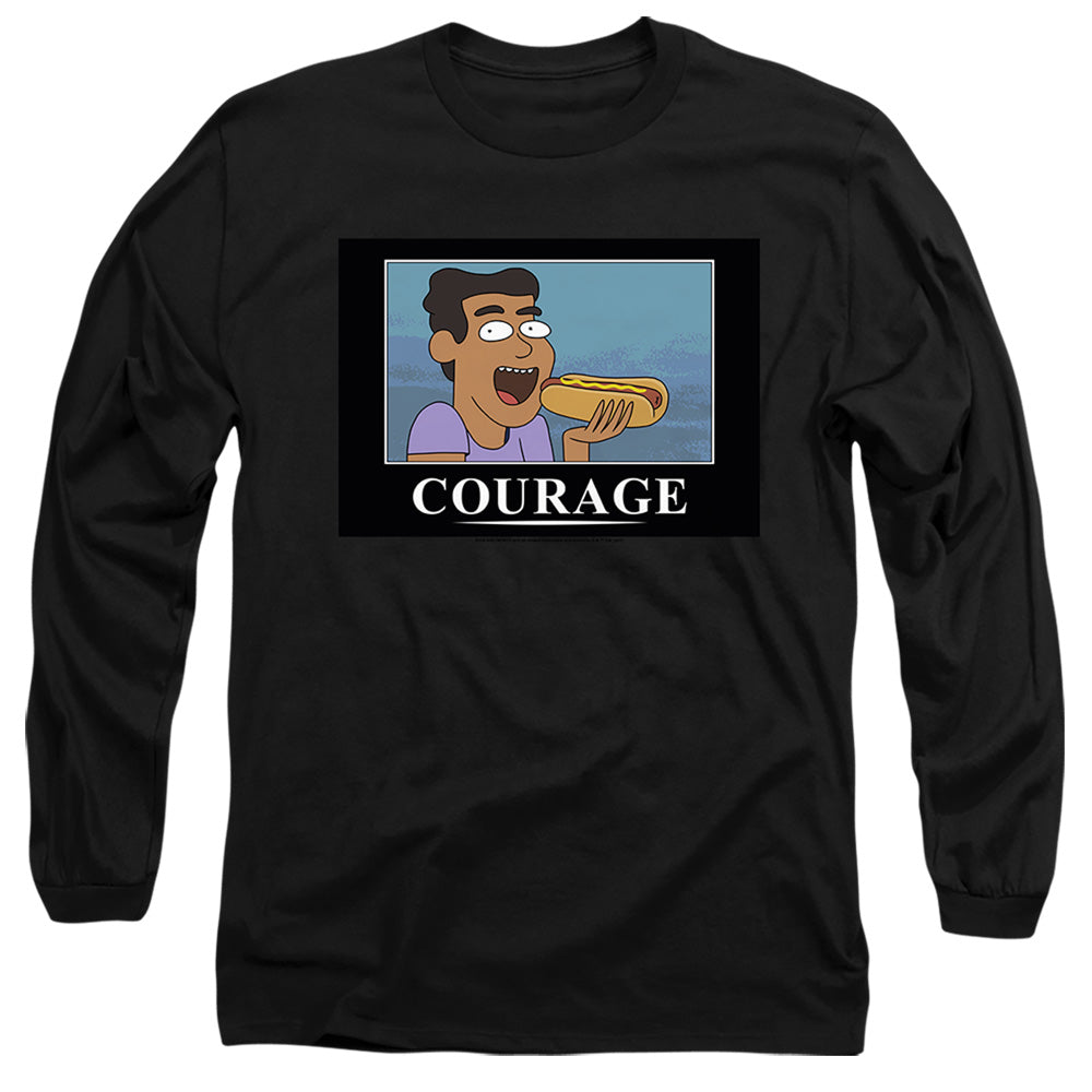 Rick And Morty Courage Poster Mens Long Sleeve Shirt Black Officially Licensed
