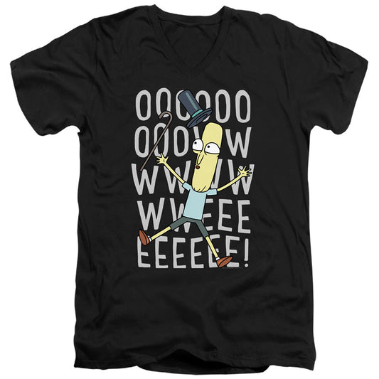 Rick And Morty Oowweeeee Mens Slim Fit V-Neck T Shirt Black Officially Licensed