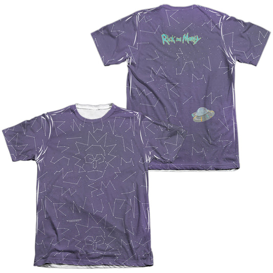 Rick And Morty Stars Front Back Print Mens Poly Cotton T Shirt White