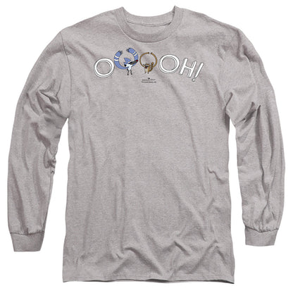 The Regular Show Ooooh Mens Long Sleeve Shirt Athletic Heather Officially Licensed