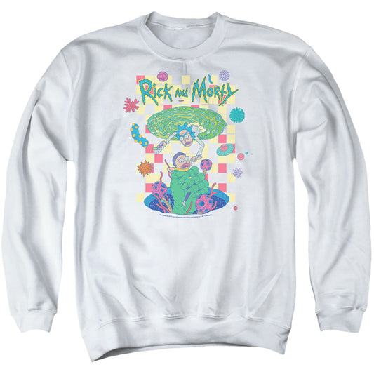 Rick And Morty Falling Portals Mens Crewneck Sweatshirt White