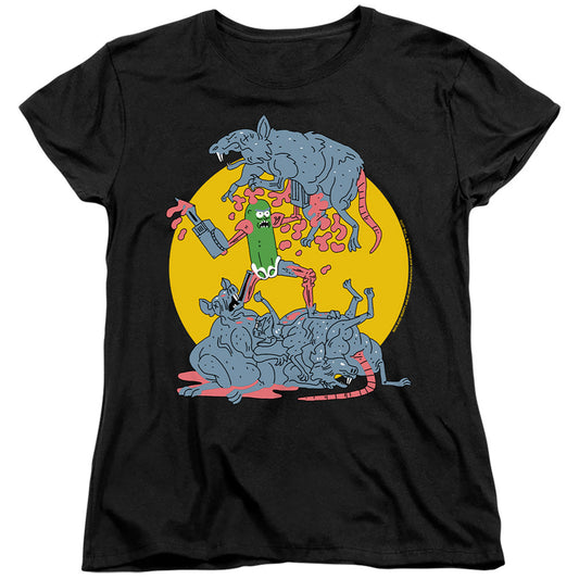 Rick And Morty The Adventures Of Pickle Rick Womens T Shirt Black Officially Licensed