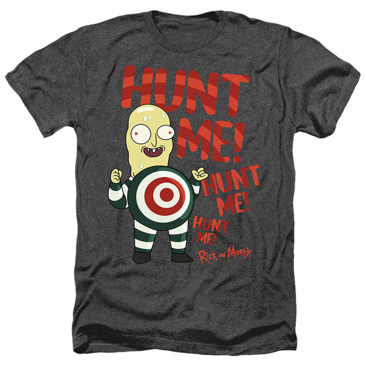 Rick And Morty Hunt Me Heather Mens T Shirt Black Officially Licensed