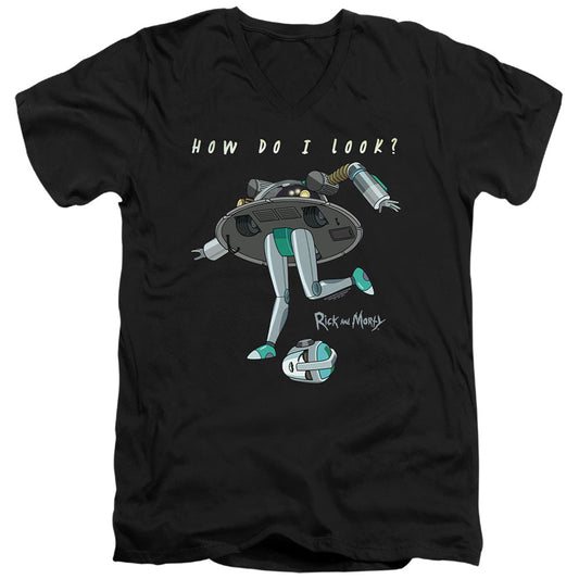 Rick And Morty How Do I Look? Mens Slim Fit V-Neck T Shirt Black Officially Licensed
