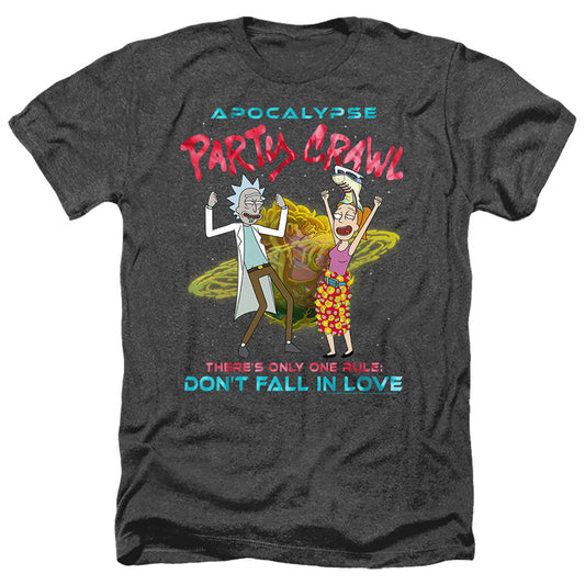 Rick And Morty Apocalypse Party Crawl Heather Mens T Shirt Black Officially Licensed