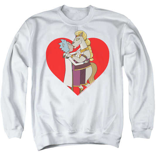 Rick And Morty Rick And Horse Kiss Mens Crewneck Sweatshirt White