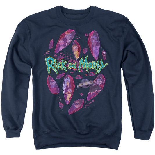 Rick And Morty Death Crystal Futures Mens Crewneck Sweatshirt Navy