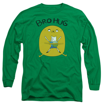 Adventure Time Bro Hug Mens Long Sleeve Shirt Kelly Green Officially Licensed
