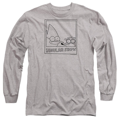Regular Show Poloroid Mens Long Sleeve Shirt Athletic Heather Officially Licensed