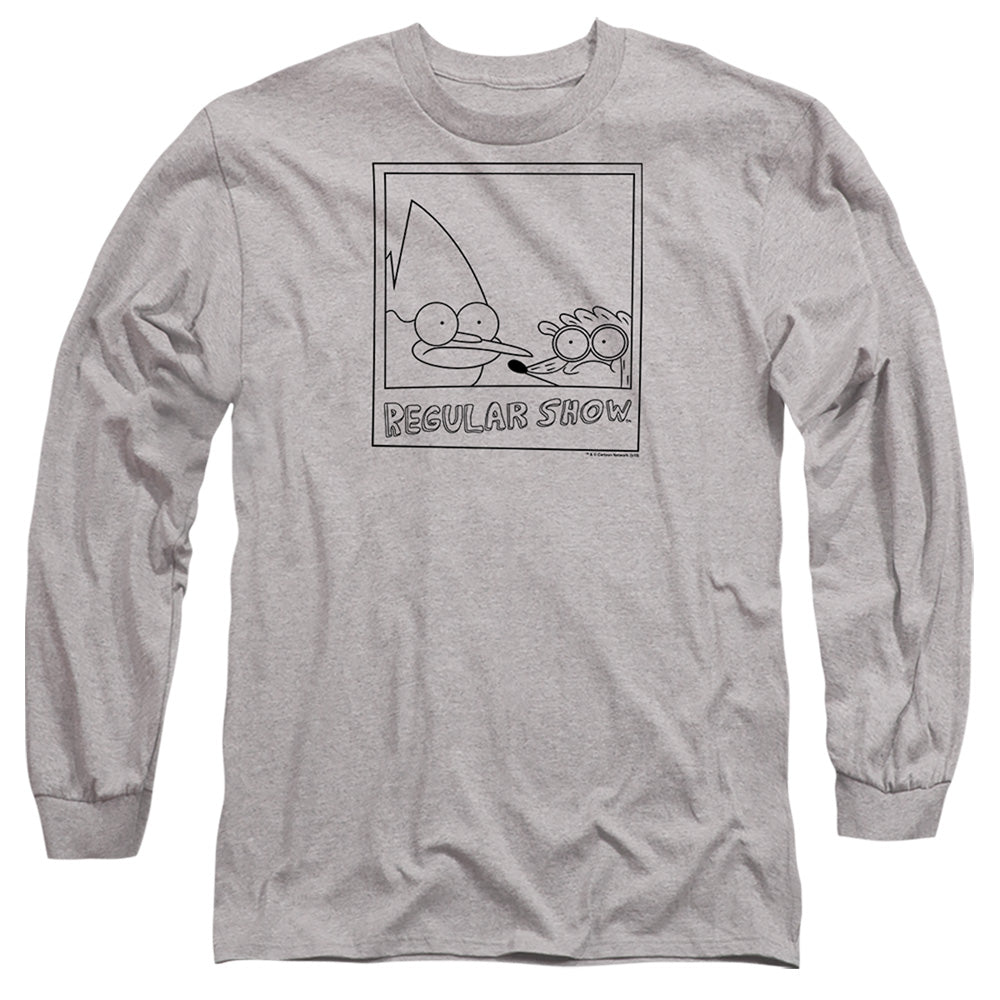 Regular Show Poloroid Mens Long Sleeve Shirt Athletic Heather Officially Licensed