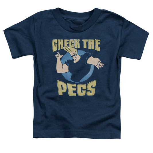 Johnny Bravo Check the Pects Toddler Kids Youth T Shirt Navy Blue Officially Licensed