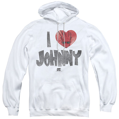Johnny Bravo I Heart Johnny Mens Hoodie White Officially Licensed