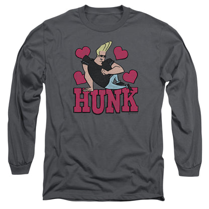 Johnny Bravo Hunk Mens Long Sleeve Shirt Charcoal Officially Licensed Officially Licensed