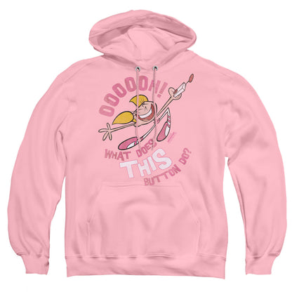 Dexters Laboratory Button Mens Hoodie Pink Officially Licensed