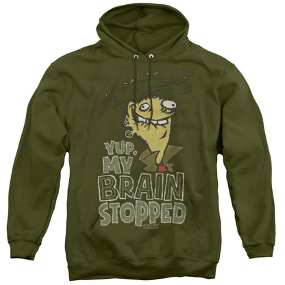 Ed Edd N Eddy Brain Dead Ed Mens Hoodie Military Green Officially Licensed