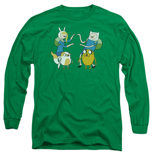 Adventure Time Meet Up Mens Long Sleeve Shirt Kelly Green Officially Licensed