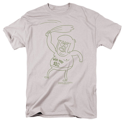 Regular Show Sdcc 2013 Muscle Man Mens T Shirt Silver Officially Licensed