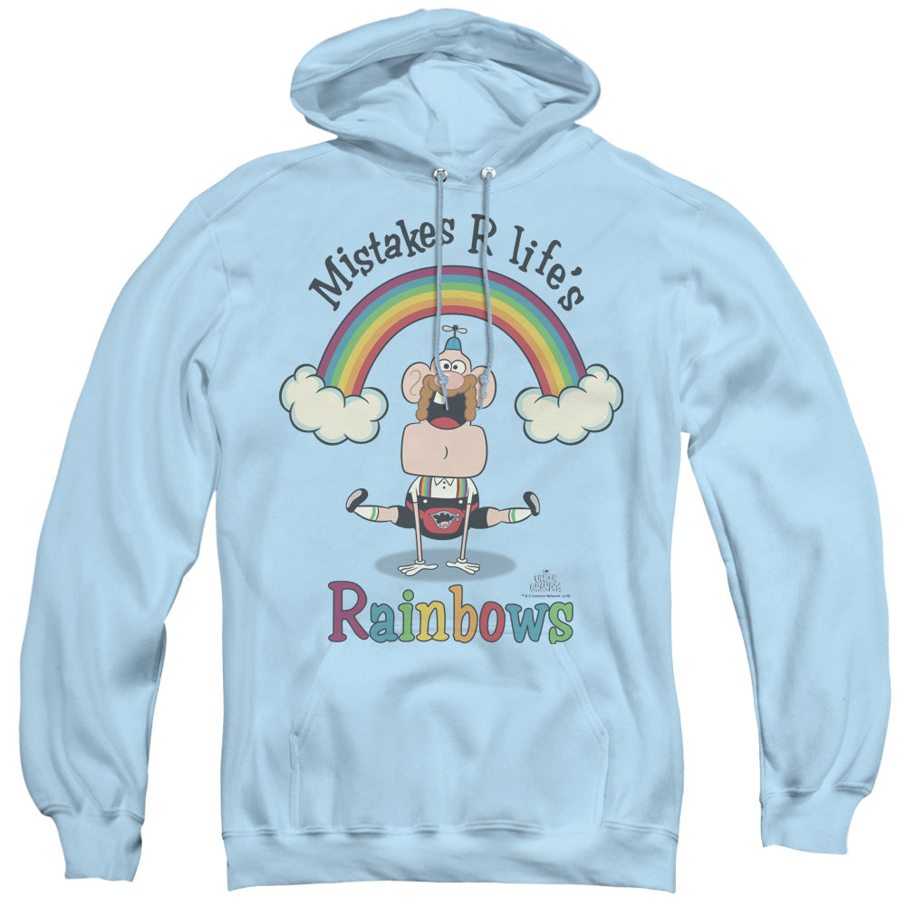 Uncle Grandpa Lifes Rainbows Mens Hoodie Light Blue Officially Licensed
