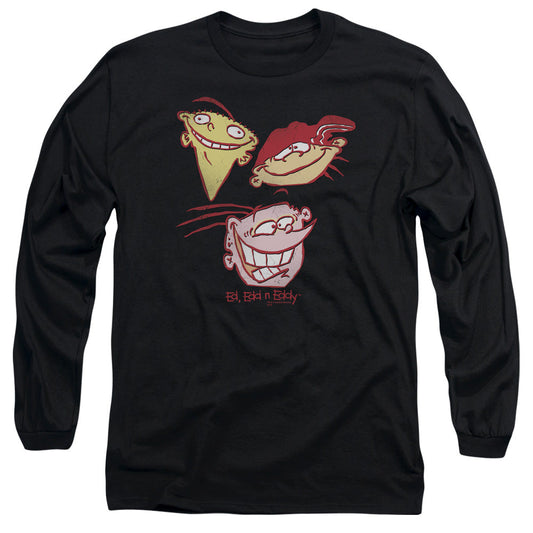 Ed Edd N Eddy Three Heads Mens Long Sleeve Shirt Black Officially Licensed
