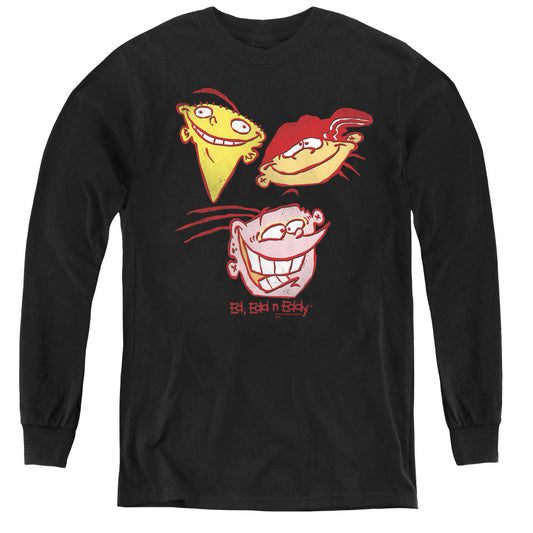 Ed Edd N Eddy Three Heads Long Sleeve Kids Youth T Shirt Black Officially Licensed