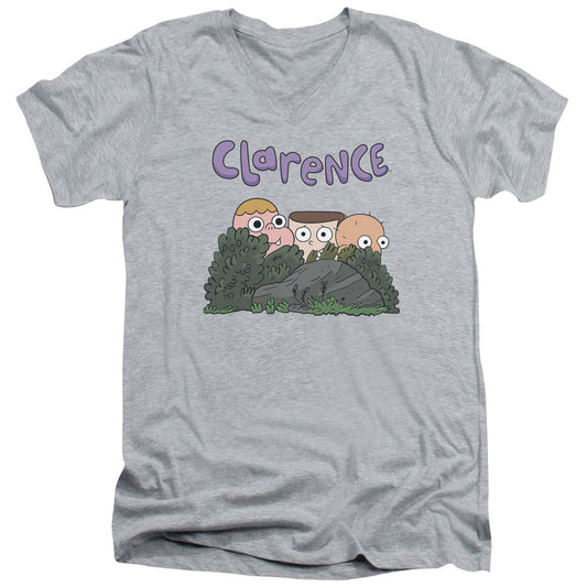 Clarence Gang Mens Slim Fit V Neck T Shirt Athletic Heather Officially Licensed