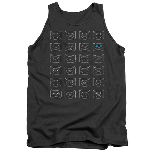 Adventure Time Finn Faces Mens Tank Top Shirt Charcoal Officially Licensed