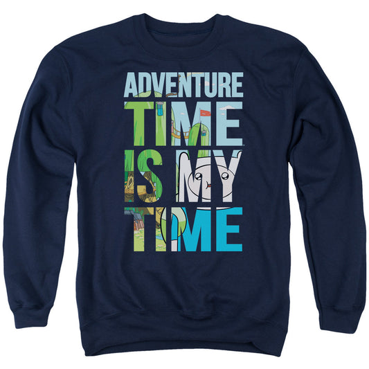 Adventure Time My Time Mens Crewneck Sweatshirt Navy Blue Officially Licensed