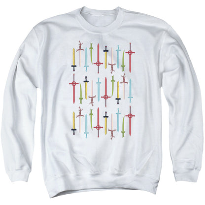 Adventure Time Swords Mens Crewneck Sweatshirt White Officially Licensed