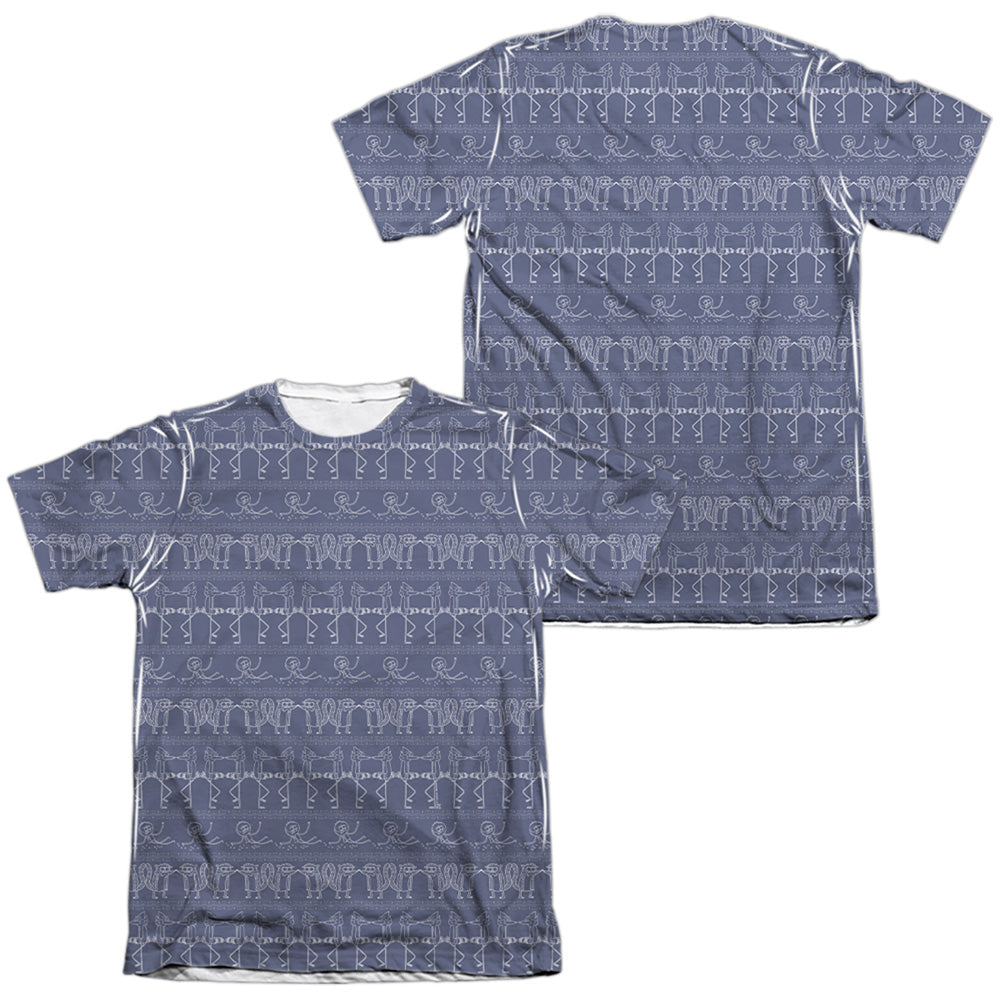 Regular Show Rs Pattern Front Back Print-Mens Poly Cotton T Shirt-White