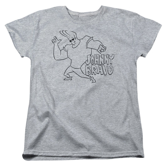 Johnny Bravo Jb Line Art Womens T Shirt Athletic Heather Officially Licensed