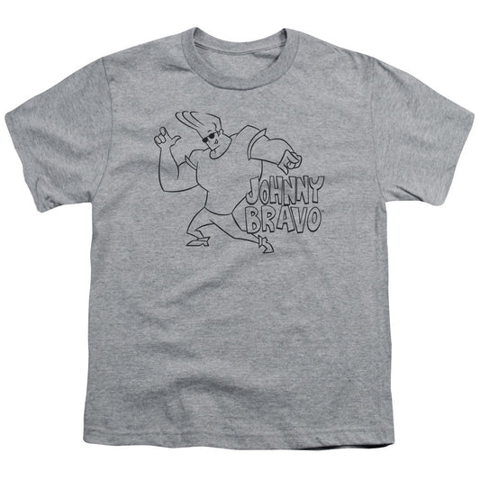 Johnny Bravo Jb Line Art Kids Youth T Shirt Athletic Heather Officially Licensed