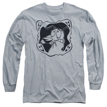 Courage The Cowardly Dog Ghost Frame Mens Long Sleeve Shirt Athletic Heather Officially Licensed Officially Licensed