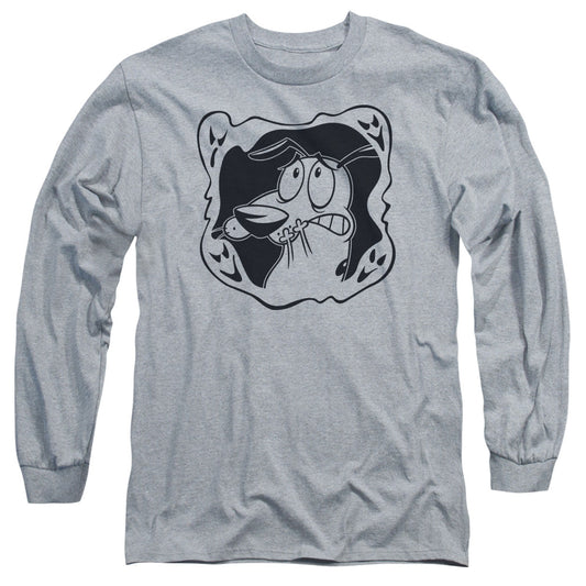 Courage The Cowardly Dog Ghost Frame Mens Long Sleeve Shirt Athletic Heather Officially Licensed Officially Licensed