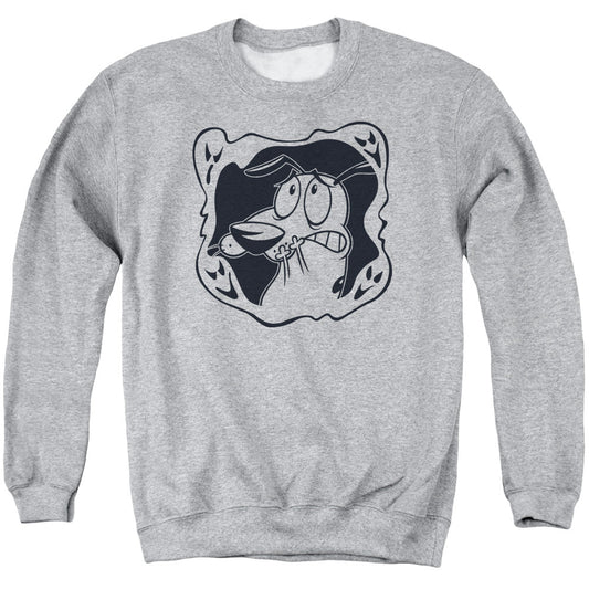 Courage The Cowardly Dog Ghost Frame Mens Crewneck Sweatshirt Athletic Heather Officially Licensed