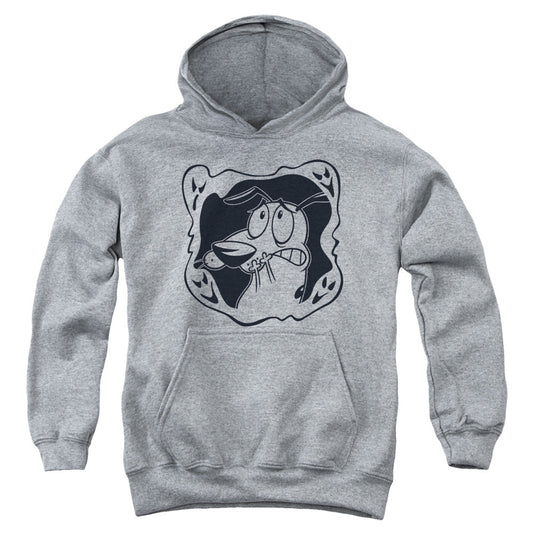 Courage the Cowardly Dog Ghost Frame Kids Youth Hoodie Heather Officially Licensed