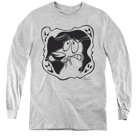 Courage the Cowardly Dog Ghost Frame Long Sleeve Kids Youth T Shirt Athletic Heather Officially Licensed